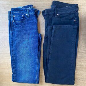 Lot of 2 American Eagle AirFlex Jeans Black Dark Wash 30x32